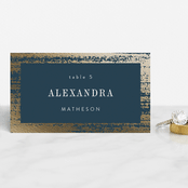 "Gold Leaf" - Place Cards in Indigo by Kelly Schmidt - Front with Free Guest Printing