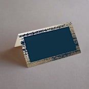 "Gold Leaf" - Place Cards in Indigo by Kelly Schmidt - Blank front