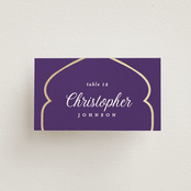 "Whole New World from Disney's Aladdin" - Place Cards in Aubergine by Creo Study - Front with Free Guest Printing