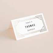 "Framed Deco Elegance" - Place Cards in Classic White by Kelly Schmidt - Folded with Free Guest Printing
