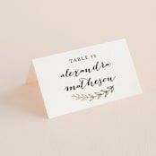"Elegant Announcement" - Place Cards in Vanilla by Kelly Schmidt - Folded with Free Guest Printing