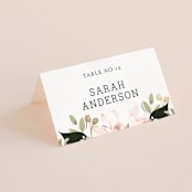 "Petal Surround" - Place Cards in Blush by Susan Moyal - Folded with Free Guest Printing