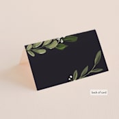 "Greenery Crown" - Place Cards in Navy by Susan Moyal - Folded Back of Card