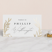 "laurel monogram" - Place Cards in Cotton by Stacey Meacham - Front with Free Guest Printing