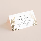 "laurel monogram" - Place Cards in Cotton by Stacey Meacham - Folded with Free Guest Printing