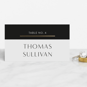 "New Monogram" - Place Cards in Licorice by Jessica Williams - Front with Free Guest Printing