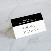 "New Monogram" - Place Cards in Licorice by Jessica Williams - Folded with Free Guest Printing