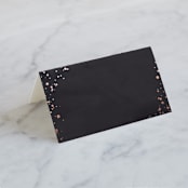 "Scripted Wedding" - Place Cards in Obsidian by Hooray Creative - Blank front