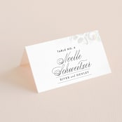 "Beloved" - Gloss-Press® Place Cards in Graphite by Design Lotus - Folded with Free Guest Printing
