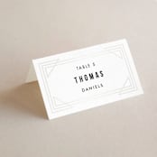 "Framed Deco Elegance" - Gloss-Press® Place Cards in Classic White by Kelly Schmidt - Folded with Free Guest Printing