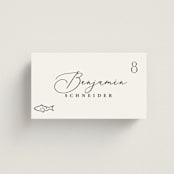 "Chic Script" - Place Cards - Fish in Ink by Hooray Creative - Front with Free Guest Printing