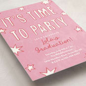 "Starry Celebration" - Graduation Party Invitations in Cotton Candy by Kercia Jane - Detail