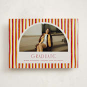 "Grad Stripes" - Graduation Announcements in Rose & Sunflower by Anna Elder - Front
