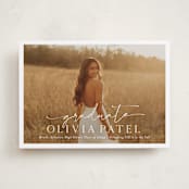 "Graduate Script" - Graduation Announcements in Snow by Sarah Curry - Front