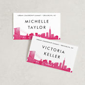 "Skyline -New York" - Place Cards in Fuchsia by Laura Condouris - Front with Free Guest Printing