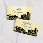 "Big City - Los Angeles" - Place Cards in Lemondrop by Hooray Creative - Front with Free Guest Printing