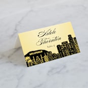 "Big City - Los Angeles" - Place Cards in Lemondrop by Hooray Creative - Folded with Free Guest Printing
