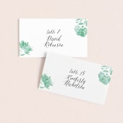 "Watercolor Delight" - Place Cards in Aqua by Petra Kern - Front with Free Guest Printing