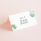"Watercolor Delight" - Place Cards in Aqua by Petra Kern - Folded with Free Guest Printing