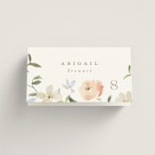 "Garden View" - Place Cards in Peach by Everett Paper Goods - Folded with Free Guest Printing