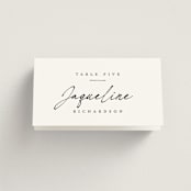 "Scripted Elegance" - Place Cards in Linen by Ana de Sousa - Folded with Free Guest Printing