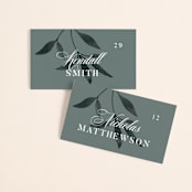 "Serafina" - Place Cards in Sage by Melanie Kosuge - Front with Free Guest Printing