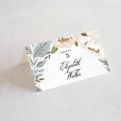 "Peony Floral Frame" - Place Cards in Cornflower by Alethea and Ruth - Folded with Free Guest Printing
