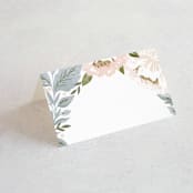 "Peony Floral Frame" - Place Cards in Cornflower by Alethea and Ruth - Blank front