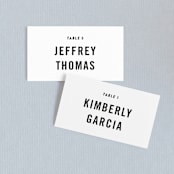 "Open Bar" - Place Cards in Tuxedo by Jennifer Lew - Front with Free Guest Printing