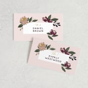"Wild Peonies" - Place Cards in Blush by Cindy Reynolds - Front with Free Guest Printing