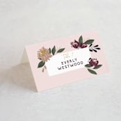 "Wild Peonies" - Place Cards in Blush by Cindy Reynolds - Folded with Free Guest Printing