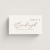 "Luxe script" - Place Cards in Pearl by Hooray Creative - Front with Free Guest Printing