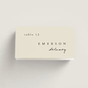 "Simply" - Place Cards in Linen by Brianne Larsen - Folded with Free Guest Printing