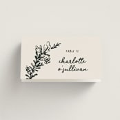 "Botanical Crest" - Place Cards in Ink by Kelly Watkins - Folded with Free Guest Printing