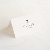 "Modern Initials" - Place Cards in Buttercream by Lori Wemple - Folded with Free Guest Printing