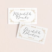 "Ornate Monogram" - Place Cards in Faux Gold by Kristen Smith - Front with Free Guest Printing