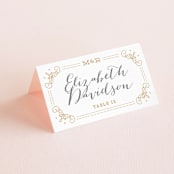 "Ornate Monogram" - Place Cards in Faux Gold by Kristen Smith - Folded with Free Guest Printing