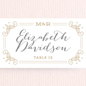 "Ornate Monogram" - Place Cards in Faux Gold by Kristen Smith - Detail