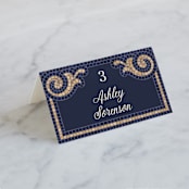 "Mosaic" - Place Cards in Navy by GeekInk Design - Folded with Free Guest Printing