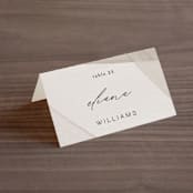 "Gossamer" - Place Cards in Sandstone by Kate Ahn - Folded with Free Guest Printing
