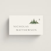 "Somerset" - Place Cards in Evergreen by Melanie Kosuge - Front with Free Guest Printing
