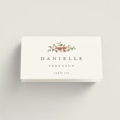 "Foliage Crest" - Place Cards in Mulberry by Everett Paper Goods - Folded with Free Guest Printing