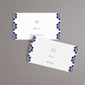 "Topkapi" - Place Cards in Cobalt by Nazia Hyder - Front with Free Guest Printing