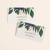 "Ophelia's Garden" - Place Cards in Bluebell by Oma N. Ramkhelawan - Front with Free Guest Printing
