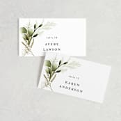 "Enchanted Greenery" - Place Cards in Frost by Susan Moyal - Front with Free Guest Printing