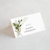 "Enchanted Greenery" - Place Cards in Frost by Susan Moyal - Folded with Free Guest Printing