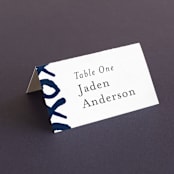 "Brushed Love" - Place Cards in Night Navy by Lisa Guerrero - Folded with Free Guest Printing