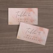 "Delicate brushstrokes" - Place Cards in Blush by Lucrecia Caporale - Front with Free Guest Printing