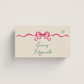 "Whimsical Hand Illustrated Crest" - Place Cards in Peony by Jackie Crawford - Front with Free Guest Printing