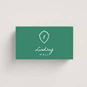 "Palm Tree Crest" - Place Cards in Palm by Erika Firm - Front with Free Guest Printing